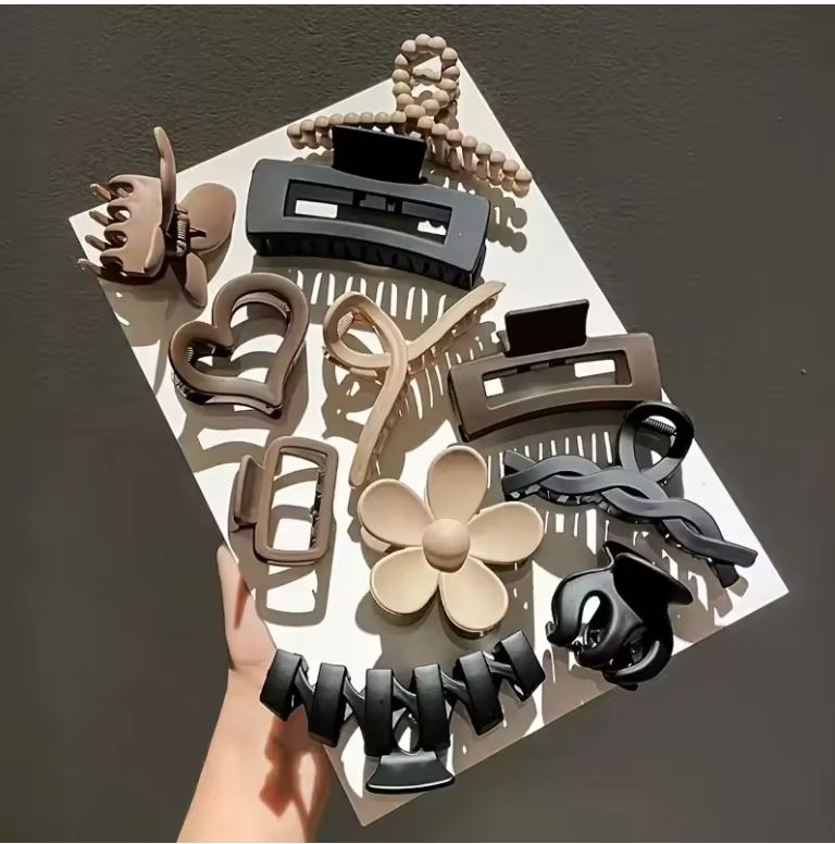 11-Piece Premium Hair Clip Set for Women – Elegant Matte Shark Clips