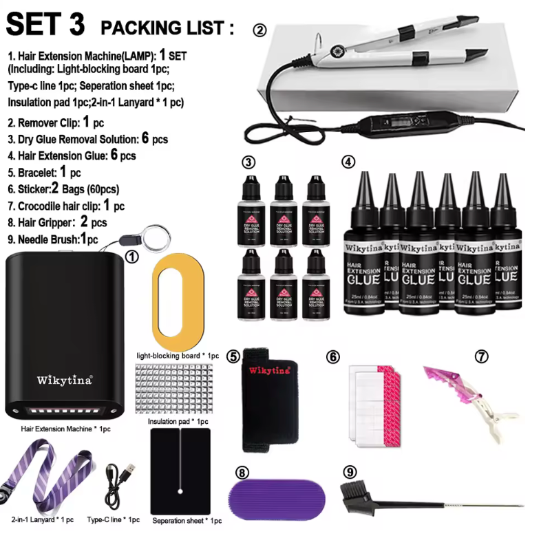Complete Hair Extension Machine Kit – UV Light V-Light Tools, Glue & Curing Lighter for Seamless Hair Extensions